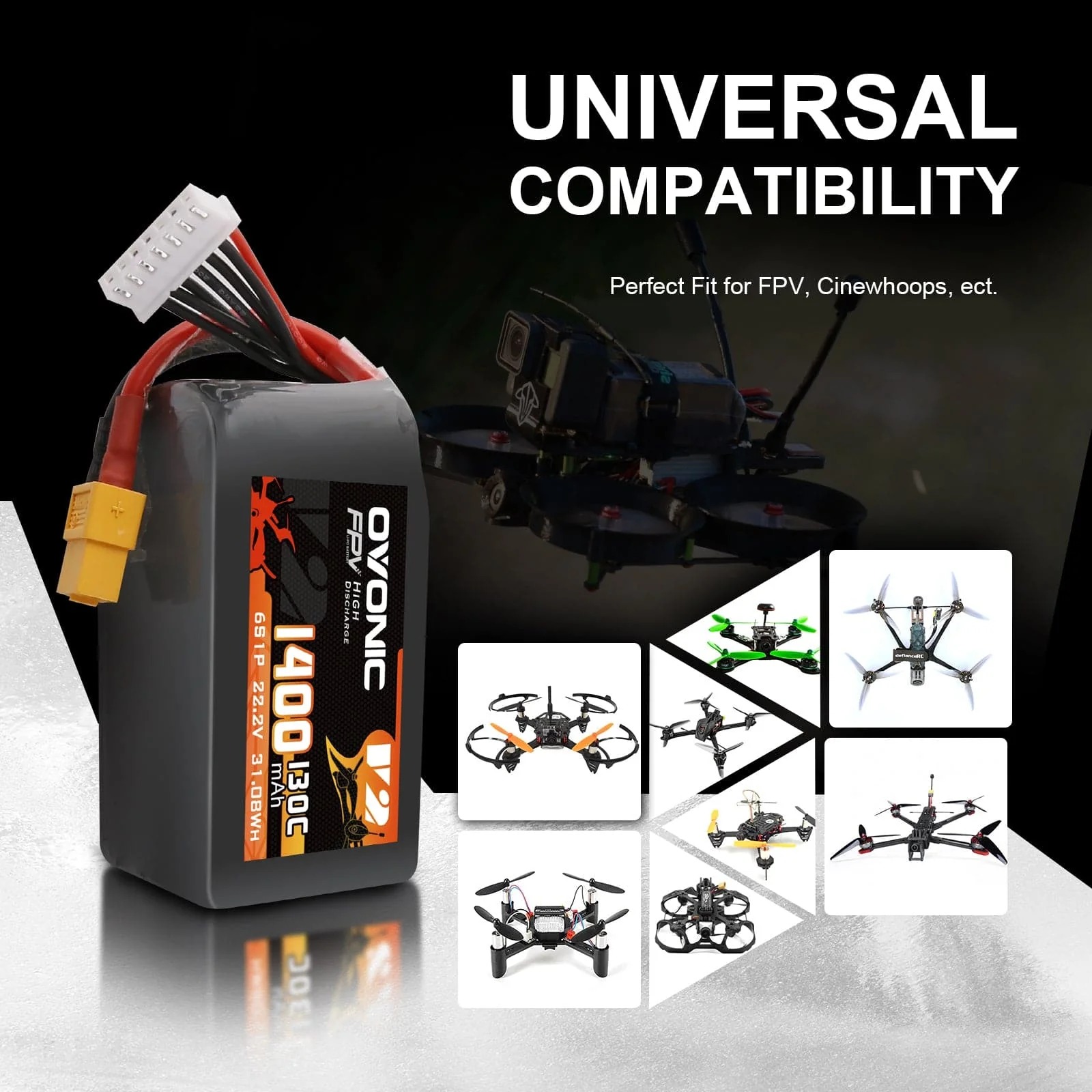 بطارية Ovonic 6S 1400mAh 130C  - مراجعة Drone Battery Bag وسعره