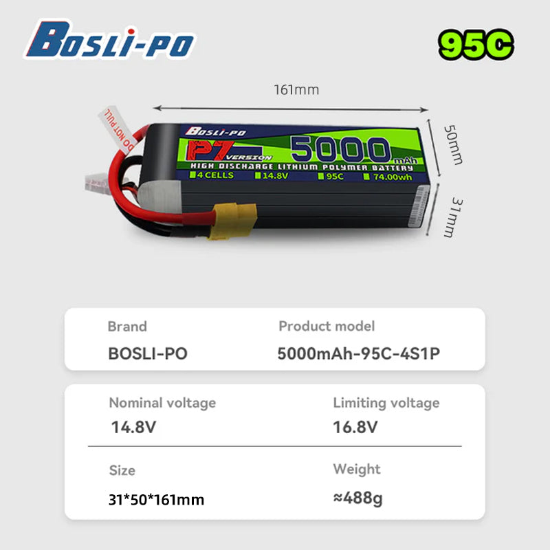 بطارية بوسليبو P7 إصدار 5000 م - مراجعة Drone Battery 4S وسعره